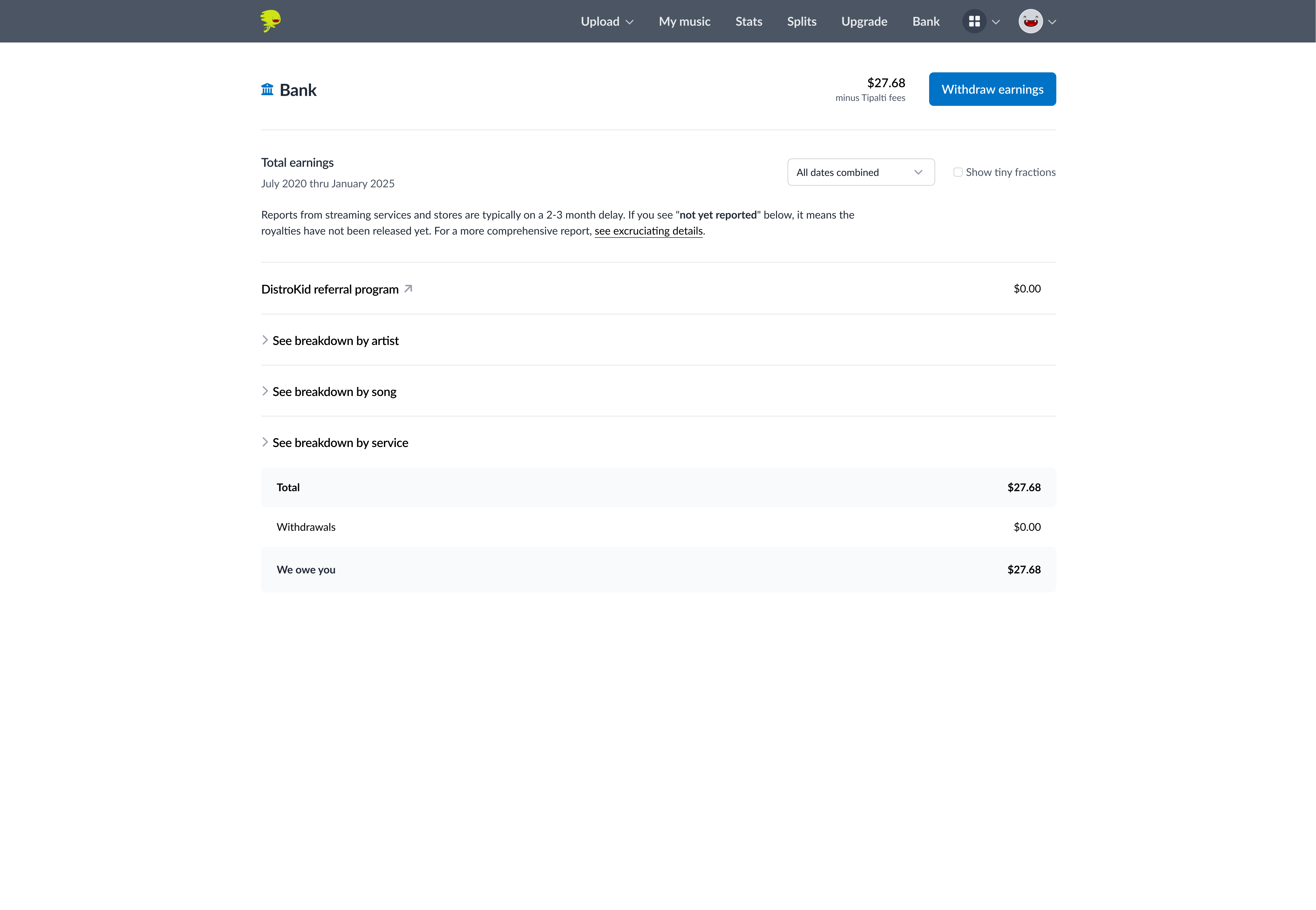 Bank page main view
